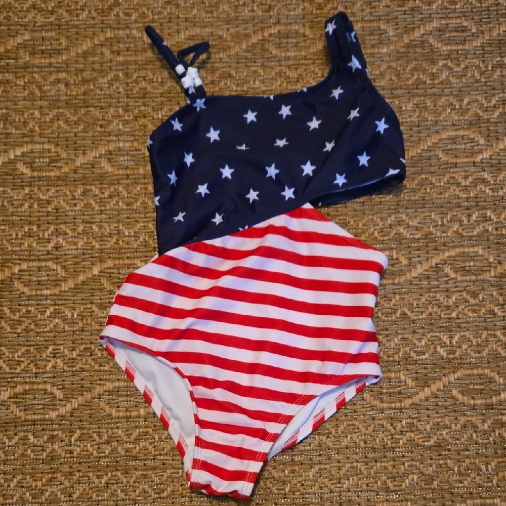 Cat & Jack | Navy, Red, White One-Shoulder Swimsuit